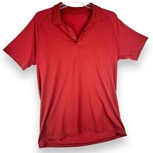Lululemon Mens Polo Shirt Maroon Red Short Sleeve Size XL‎ Athletic Golf Workout